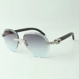 Utsökt klassiska XL Diamond solglasögon 3524027 Naturliga svarta trätemplar, storlek: 18-135 mm