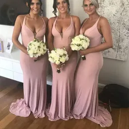 Blush Pink Bridesmaid Dresses Sheath Floor Length Halter Satin African Plus Size Custom Made Maid Of Honor Gown Beach Wedding Guest Party Vestidos 403