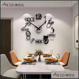 Wall Clocks Home Decor & Garden Meisd Punch Large Clock Living Room Stickers Teenage Decoration Watch For Interiors Horloge Black 1122 Drop