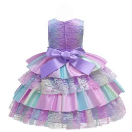 Elegent Bow Girls Dresses For Children Princparty Custumes Flower Girl Girl Girls Lace Tutu Barnkläder
