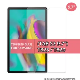 Tablet Tempered Glass Skärmskydd för Samsung Galaxy Tab S3 9.7 "T825 T820 9.7 tums glas i Opp-väska