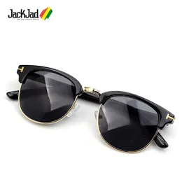 Okulary przeciwsłoneczne Jackjad 2021 Vintage Klasyczny Pół Ramki Okrągły Styl Henry T Metal Moda Marka Design Okulary przeciwsłoneczne 8015