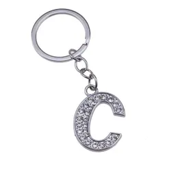 2021 Alloy Alphabet Letter Full Rhinestone med Split Ring Keychain DIY Tillbehör 3.2 "Gratis frakt