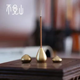 Wody kropla kształt kadzidła uchwyt do mosiądzu małych akcesoriów Censer Mini Copper Incense Stick Holder Home Decor 5036 Q2