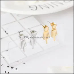 Stud Earrings Jewelry European Metal Round Geometric Vertical Alloy Gold Ear Drop Korean Women Retro Sier Daily Wear Aessories Delivery 2021