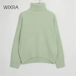 Wixra Loose Turtleneck Swetry Kobiety Sweter Sworonizator Dorywczo Koreański Moda Damska Knitwear Top Jesień Zima 210914