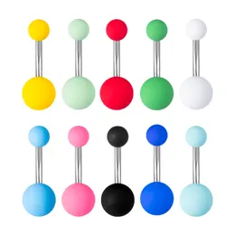 Belly Piercing Colorful Navel Ring Matte Ball Belly Button Ring Bar Stainless Steel Stud for Women Sexy Body Jewelry