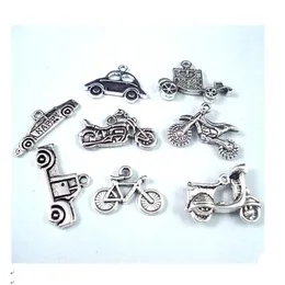 160pcs Antiqued Silver Alloy Mixed Motorcycle, Bil, Cykel Charm Pendants För Smycken Gör Bracelet Halsband DIY Tillbehör