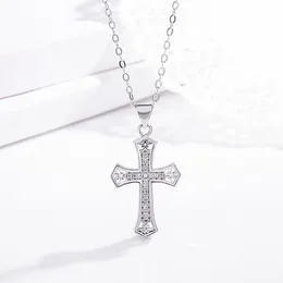 Crystal Diamond Jesus Cross -halsband tror guldhalsbandskedjor för kvinnor män mode smycken vilja och sandiga