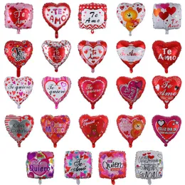 Wholesale 18 inch Balloons 50pcs/lot Aluminium Foil Balloons Spanish I Love You Valentine's Day Supplies Party Decorations