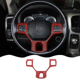 ABS Car Steering Wheel Trim Panel Dcoration for Dodge RAM 1500 10-17 Interior Accessories Red Carbon Fiber