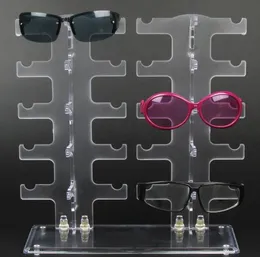 10ペアPVCサングラスディスプレイスタンド取り外し可能なメガネ収納ラック透明なプラスチックサングラス