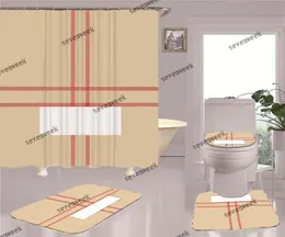 Hoogwaardige douchegordijnen vier stuk sets thuisbad antislip toilet matten deur mat badkamer accessoires