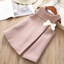 Girls Dresses Fashion Wool Bow Sleeveless Party Dress for Girl 2 3 4 5 6 Years Baby Princess Dress Toddler Girl Winter Clothes G1129