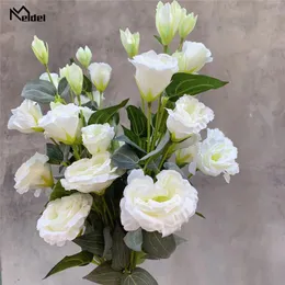 Fiori nuziali Meldel Bouquet fai da te Fiore artificiale Seta Lisianthus Decorazione da tavolo per feste a casa Disposizione di rose finte