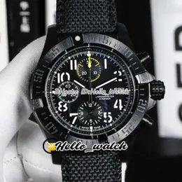 Klockor Män Luxury Brand Chronograph 45 Night Mission Serie PVD Black Steel Case V13317101B1X1 Quartz Stopwatch Mens Wath Nylon Strap Sport