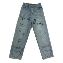 Heren jeans Hip Hop Broek Man Dames Streetwear Vintage Butterfly Heart Print Mannen Broek 2021 Harajuku Joggers Oversized Losse