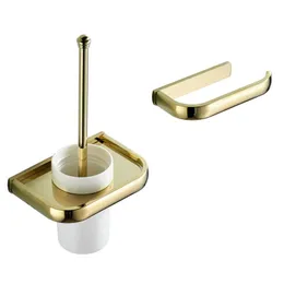 Toilet Brushes & Holders Towel Ring Wall Corner Shelf Luxury Gold Bathroom Accessories Brush Holder Set Solid Brass Roll Paper