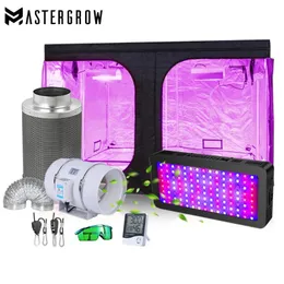 Greenhouse Grow Tent Kit Full Spectrum LED Plant Growth Light Grow Box Hydroponic System 4"/6"/8" Activated Carbon Air Filter