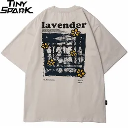 男性ヒップホップTシャツストリートウェア原宿花柄Tシャツ特大夏半袖Tシャツ緩い綿トップスティーヒップホップ220309