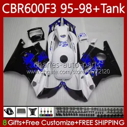 Body Kit für HONDA Karosserie CBR600F3 600CC 600FS 64No.197 CBR 600 Graffiti blau 600F3 95-98 CBR600 F3 FS CC 97 98 95 96 CBR600FS CBR600-F3 1997 1998 1995 1996 Verkleidung + Tank