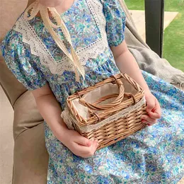 Yaz Kız Elbise Çiçek Dantel Prenses İngiltere Çiftlik Evi Tarzı Bebek Çocuk Çocuk Giyim 210625