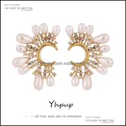 Ohrstecker Schmuck Yup Koreanische Nachahmung Perlen Blume für Frauen Hohe Qualität Exquisite Zirkonia Bijoux Femme Drop Lieferung 2021 F5S