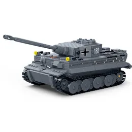 구디 6104 군용 시리즈 컬렉션 모델 독일 타이거 I 탱크 조립 어린이를위한 빌딩 블록 장난감 H0824
