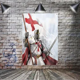 Knight Templar Flag Banner Polyester 96*144cm Hang on the wall 4 grommets Custom Flags indoor decoration Inspirational Wall Decor