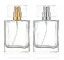 Cena promocyjna 30ml 50 ml Clear Szkło Spray Refillable Butelki perfumowe Atomizers Puste Kontenery kosmetyczne do podróży SN4334