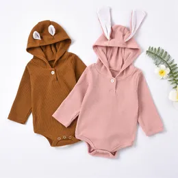Spring And Autumn Round Neck Rabbit Ears Rompers Lovely Long Sleeve Button Climbing Suit Children's Wear 23xt T2