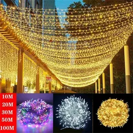 Fairy Lights 10m-100m LED String Garland Boże Narodzenie Światła Wodoodporna Do Drzewa Dom Ogród Wedding Party Outdoor Indoor Decor 211122