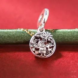 100% 925 Sterling Silver Santa Love Peace Joy Christmas Dangle & Red Enamel Charm Bead Fits European Pandora Jewelry Charm Bracelets