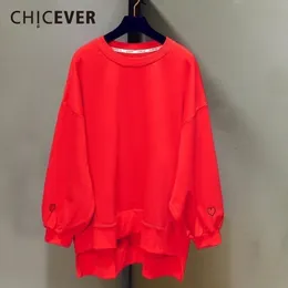 CHICEVER Frühling Stickerei Weibliche Sweatshirt Für Frauen Top Pullover Batwing Hülse Lose Große Größe Sweatshirts Kleidung Neue 201112