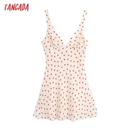 Tangada Fashion Women Fruit Print Tank Dress Sleeveless Backless Back Zipper Female Casual Dress BE780 210609
