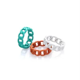 Candy Farbe Kubanischen Kette Ring Retro Design Nische Farbe Mehrfarbig Paar Trend Hip Hop Ring Ins Mode Schmuck Zubehör