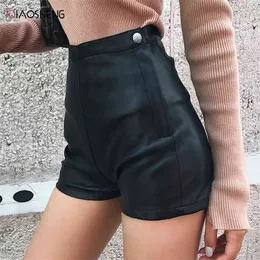 Women's Shorts Faux Leather Skirt High-Waisted Mini Black Female Skirts For Women Sexy Summer Undefined Fashion 210719