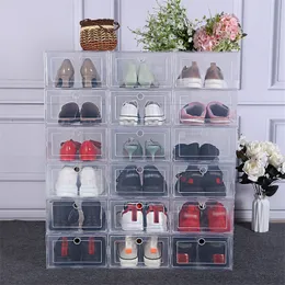 6 sztuk Plastikowy Pudełko Przechowywanie Przezroczyste Buty Box Organizator Szuflad Modern Organizator Buty Pojemnikowe do przechowywania Pudełek Przechowywanie 210315