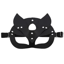 BERETS 2021 Fashion Women Mask Face Cosplay PU LÄDER BLINDBBLID Halloween Party Masquerade Ball Masks Punk Collar Gift