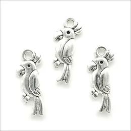 200 sztuk Papuga Ptaki Alloy Tybetański Silver Wisiorki Charms Dla Biżuterii Dokonywanie Naszyjnik Kolczyki DIY 20 * 8mm