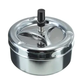 Round Push Down Metal Spinning Cigarette Ashtray for Home Office Bar and Restaurant Smoke Ash Tray Holder Indoor Outdoor