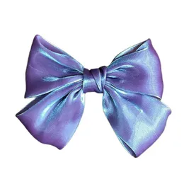 Hair Accessories Classic Style Pearl Satin Multicolor Bow Spring Clip Ponytail Women's Hairpin