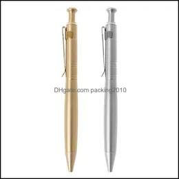 펜 쓰기 Industrialluxury 스테인레스 스틸 황동 비즈니스 볼펜 사무실 학교 용품 Office 학교 용품 0.5mm NIB 드롭 배달 2021