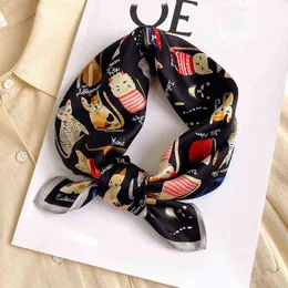 New 2022 Fashion Neck Scarf Women 100% Pure Silk Square Scarves Neckerchief Hair Foulard Bandana Brand Headband Hijab Poncho Y220228