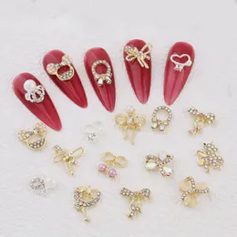 Dekoracje na paznokcie 10 sztuk / worek wielo- kształt stopu dekoracji bowknot metalowe uroki z kolorowym rhinestone luksusowe manicure akcesoria diamentowe