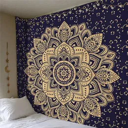 Mandala Tapestry 200 * 150cmの正方形の壁掛け色の印刷された装飾的なインドの毛布ヨガのマットのホーム寝室アートカーペット210609