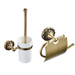 Toilet Brushes & Holders Antique Bathroom Accessories Brush Holder Bronze Brass Roll Paper Wall Mounted Accessory Set