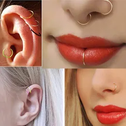 40 sztuk/zestaw kolczyk w nosie ze stali nierdzewnej biżuteria do ciała Hoop chrząstka Hoop przegroda Piercing 0.5*8mm/10mm