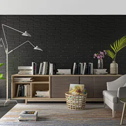 Art3d 50x50 cm 3D duvar panelleri siyah tuğla tasarım oturma odası yatak odası için ses geçirmez (paket 12 fayans)