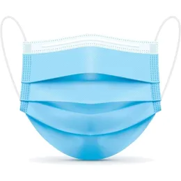 Disposable Face Mask 3-Ply Facial Masks with Earloops Breathable Non-Woven Mouth Filter Cover for Home Office